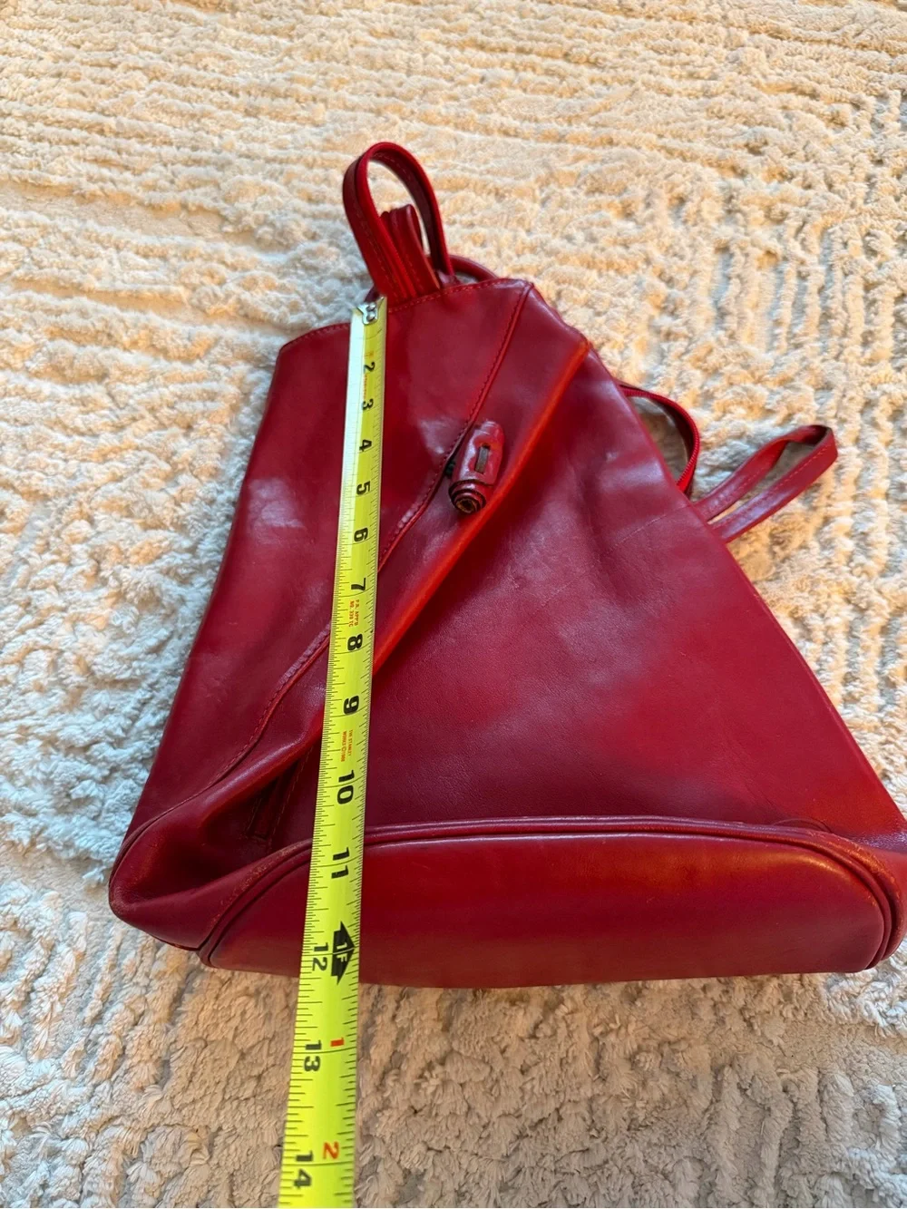 Kevim red leather backpack